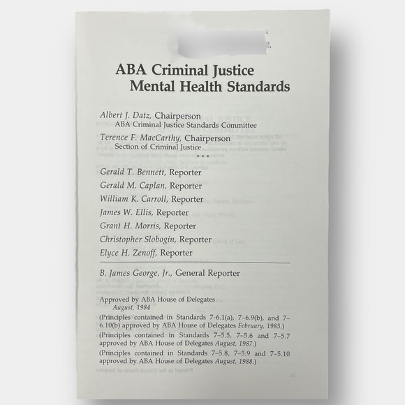 ABA American Bar Association Criminal Justice Mental Health Standards 1989 - Picture 5 of 6